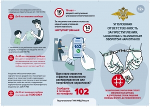 Напоминаем об уголовной ответственности за преступления, связанные с незаконным оборотом наркотиков