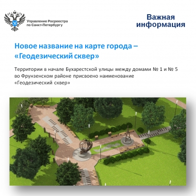 Росреестр Петербурга: новое название на карте города &ndash; &laquo;Геодезический сквер&raquo;