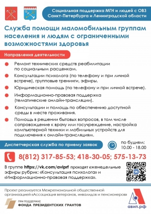 О социальном проекте  &laquo;Служба помощи маломобильным группам населения и людям с ограниченными возможностями здоровья&raquo;