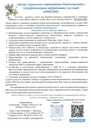 Поддержка семей воспитывающих детей-инвалидов и детей с ОВЗ